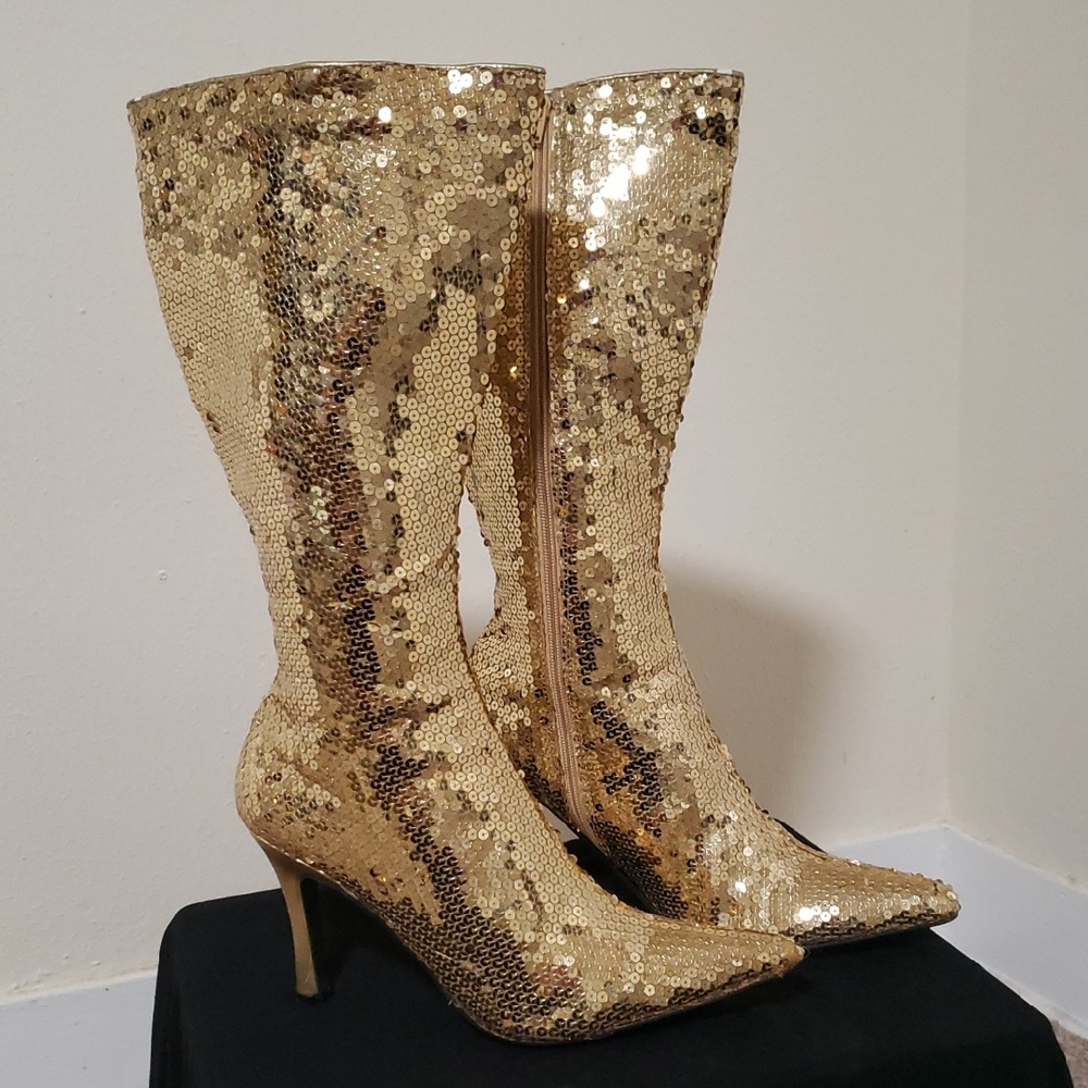 Funtasma Gold Sequin Heeled Boots